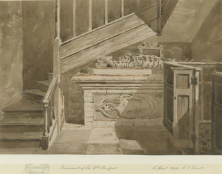 Handsworth - Monument av Sir William Stanford: sepiateckning, 6 april 1842