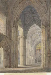 Interiör av Lichfield Cathedral - North Transept: akvarellmålning, 7 september 1842