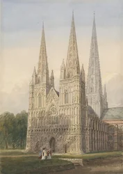 Lichfield Cathedral - West Front: akvarellmålning, nd [6 sep 1842]