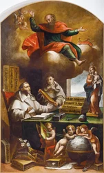 Den helige Paulus visar sig för den helige Albert den store och den helige Thomas av Aquino, av Alonso Antonio Villamor (1661-1729). Klostret San Esteban, Salamanca.