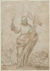 Kristus håller en kalk och ett kors, 1666.