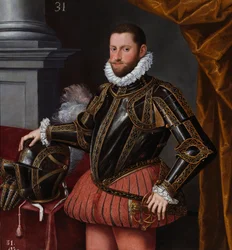 Ernest av Österrike, ärkehertig av det heliga riket - porträtt av ärkehertig Ernest av Österrike (1553-1595) av Sanchez Coello, Alonso, School of, ca. 1580 - Olja på duk