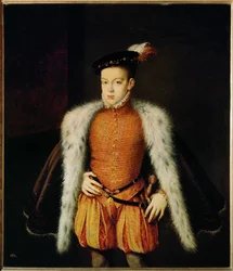 Porträtt av infanten Don Carlos, son till Filip II och Manuela av Portugal (målning på duk)