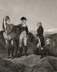 Första mötet mellan George Washington och Alexander Hamilton, från "Life and Times of Washington", volym I, publicerad 1857