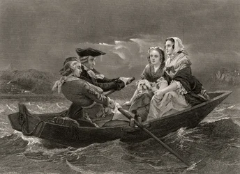 Lady Harriet Ackland på väg för att besöka General Gates läger, från "Life and Times of Washington", volym I, publicerad 1857