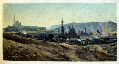 Illustration av Dinet ur "Mirages" Scener ur det arabiska livet. 1906. Mirages, Scenes De La Vie Arab illustrerades av Etienne Dinet och kommenterades av Silman Ben Ibrahim Bamer. Nasreddine Dinet föddes som Alphonse-Etienne Dinet; (1861-1929) var en frans