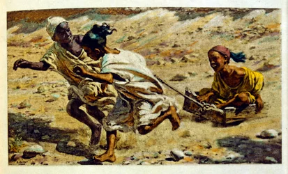 Illustration av Dinet ur "Mirages" Scener ur det arabiska livet. 1906. Mirages, Scenes De La Vie Arab illustrerades av Etienne Dinet och kommenterades av Silman Ben Ibrahim Bamer. Nasreddine Dinet föddes som Alphonse-Etienne Dinet; (1861-1929) var en frans