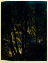 Illustration av Dinet ur "Mirages" Scener ur det arabiska livet. 1906. Mirages, Scenes De La Vie Arab illustrerades av Etienne Dinet och kommenterades av Silman Ben Ibrahim Bamer. Nasreddine Dinet föddes som Alphonse-Etienne Dinet; (1861-1929) var en frans