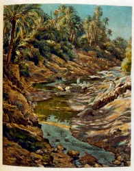 Illustration av Dinet från "Mirages" Scener av det arabiska livet. 1906. Mirages, Scénes De La Vie Arab illustrerades av Etienne Dinet med kommentarer av Silman Ben Ibrahim Bamer. Nasreddine Dinet föddes som Alphonse-Étienne Dinet; (1861-1929) var en frans