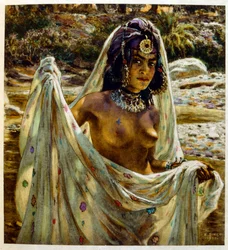 Illustration av Dinet ur ”Mirages: scener ur arabiskt liv”. 1906. Mirages, Scènes de la vie arabe illustrerades av Étienne Dinet med kommentarer av Silman Ben Ibrahim Bamer. Nasreddine Dinet föddes som Alphonse-Étienne Dinet; (1861-1929) var en fransk