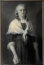 Porträtt av drottning Marie Antoinette (1755-1793) på conciergen Drottningen, representerad 1793, sörjer. Kolteckning av Alphonse Francois (1814-1888) 1851 sön. 0,72x1,11 m Malmaison, musee du chateau