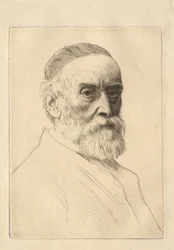 Porträtt av målaren G. F. Watts (1817-1904)