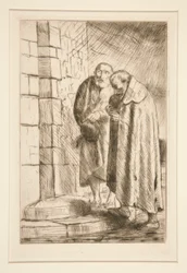 St. Peter och St. Paul a la porte de M. Richard, från Histoire du Bonhomme Misere (St. Peter och St. Paul hos Mr Richard