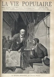 Bakom scenen på en teater, full av rekvisita och kulisser, kommer skådespelarna ut från scenen, en man mellan två åldrar tilltalar en ung man som sitter, fundersam, medan han viftar med ett ark, för att få det att vibrera för att producera stormens ljud.
