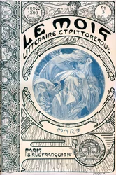 Tidningens omslag (månadstidskrift) Den litterära och pittoreska månaden av Alphonse Mucha (1860-1939): Mars 1899 - Maison de la Bonne Presse -