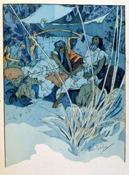 Illustration av Alphonse Mucha från "Rama" en dikt i tre akter av Paul Verola. ca. 1898. Mucha (1860 – 1939). var en tjeckisk jugendmålare