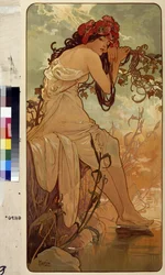 Sommaren (serie allegorier över de fyra årstiderna). Verk av Alfons Maria Mucha (Alphonse Marie Mucha)