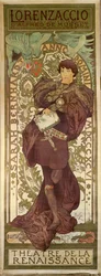 Lorenzaccio med skådespelerskan Sarah Bernhardt, pjäs av Alfred de Musset (affisch)