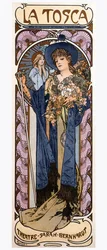 Affisch av Alfonse Mucha (1860-1939) för pjäsen "" Tosca "" av Victorian Sardou (1831-1908) framförd av skådespelerskan Sarah Bernhardt