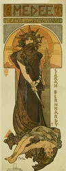 Sarah Bernhardt som Medee på Renässansteatern. 1898 (litografi)