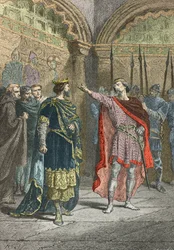 Adalbert comte de la marche trotsar Hugues Capet som gjorde dig till kung (Gravyr)