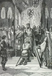 Ceremoni för adlande av kungen av Frankrike (Gravyr)