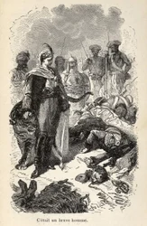 Illustration av kapten Corcorans underbara men autentiska äventyr av Alfred Assollant, illustrerad med 25 vinjetter ritade på trä av A. de Neuville, Librairie Hachette et Cie i Paris