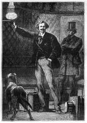Illustration av boken "Around the Moon" av Jules Verne, Hetzel edition - Les voyages extraordinaire