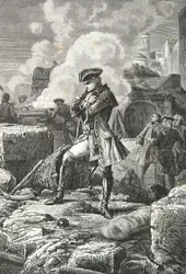 Lally - Tollendal under belägringen av Pondichery 1760 (Gravyr)