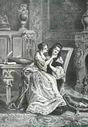 Marie Adelaide de Savoie med Mamde de Maintenon (Gravyr)