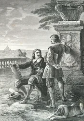 Porträtt av Nicolas Poussin och Claude Gellee dit Le Lorrain i Rom (Gravyr)