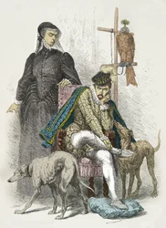 Porträtt av Karl 9 och Katarina de Medici (Gravyr)