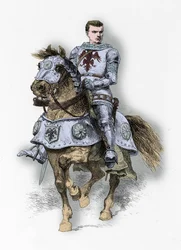 Porträtt av konnetabeln Bertrand Du Guesclin (Gravyr)