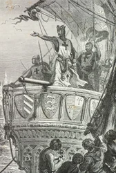 Rikard Lejonhjärta lämnar det Heliga landet 1192 (Gravyr)
