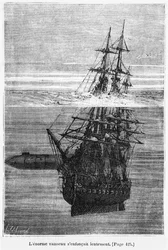 Nautilus, illustration ur En världsomsegling under havet av Jules Verne (1828-1905), graverad av Henri Théophile Hildibrand (1824-97), Paris, Hetzel, utgiven 1877