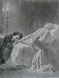Jean Valjeans död, illustration från Les Miserables av Victor Hugo (1802-85)