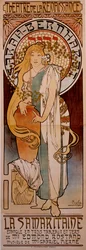 Affisch för stycket "" La Samaritaine"" av Edmond Rostand framförd av Henriette Rosine Bernard dit Sarah Bernhardt (1844-1923) 1897 på Theatre de la Renaissance. Teckning av Alphonse Mucha (1860-1939) 1897