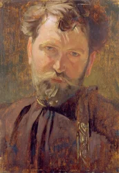 Självporträtt (Självporträtt) av Alfons Marie (Alfons-Marie) Mucha (1860-1939), Olja på duk 1899, Alfons Mucha-museet, Prag