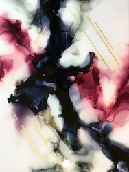 Flytande magenta och guld – abstrakt
