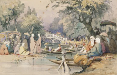 Turkar vid Temple of Sweet Waters, Konstantinopel,