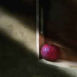 Rött äpple i skuggan