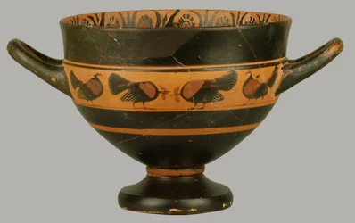 Attic rödfigur skyphos, c.540 f.Kr. (lera)