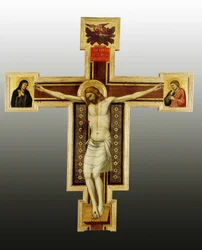 Korsfästelse, 1300-talet Målning från Giottos verkstad (1266-1337) San Felice på Piazza, Florens Olja på trä © Battaglini / Leemage