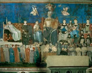 Allegorin om en god regering, som visar dygderna (fresco)
