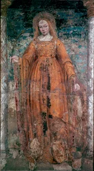 Saint Catherine of Siena Fresco av Ambrogio da Fossano kallad Bergognone (1460-1523). Dim.170x77 cm Milano, Brera konstgalleri