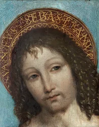 Saint Sebastian - Målning av Ambrogio Stefani da Fossano, dit il Bergognone eller Borgognone (Le Bouguignon) (1453-1523), olja på trä (23x18 cm) - Saint Sebastian, Olja på trä av Ambrogio Bergognone, sent 1400-tidigt 1500-tal - Privat samling