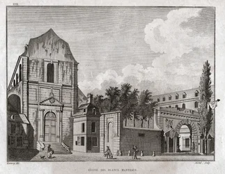Kyrkan Blancs Manteaux i Marais-distriktet i Paris. cirka 1780 (gravyr)