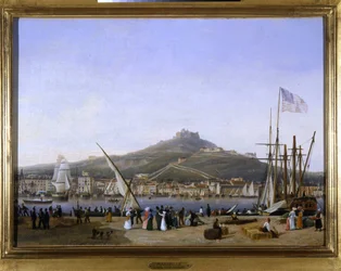 Hamnen i Marseille av Louis Garneray, sd. omkr. 1820, Olja på duk, H. 0,330; L. 0,460. CCIP Coll.