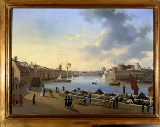 Hamnen i Brest och artilleriförrådet - målning av Louis Garneray, cirka 1820, Olja på duk, H. 0,330; L. 0,460. CCIP Coll.