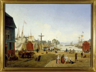 Hamnen i Honfleur, av Louis Garneray, sd. omkr. 1820, Olja på duk, H. 0,330; L. 0,460. CCIP Coll.